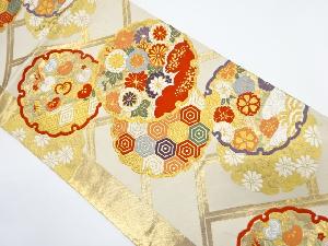 アンティーク　雪輪に草花・古典柄織り出し袋帯（材料）